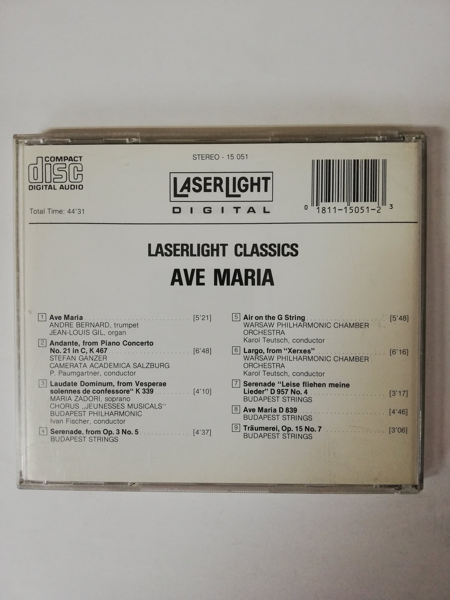 CD AVE MARIA - LASER LIGHT CLASSICS