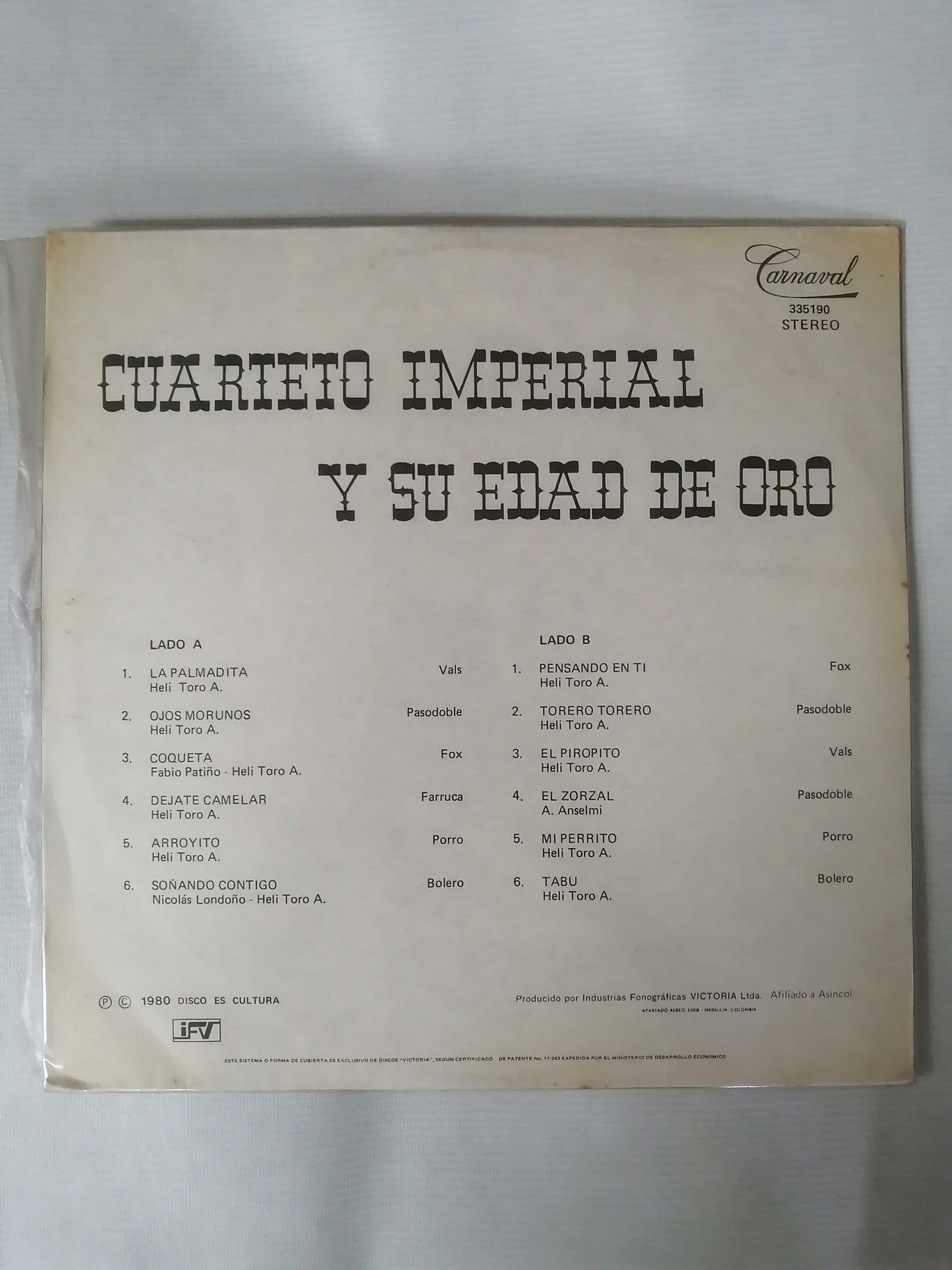 LP CUARTETO IMPERIAL - CUARTETO IMPERIAL Y SU EDAD DE ORO