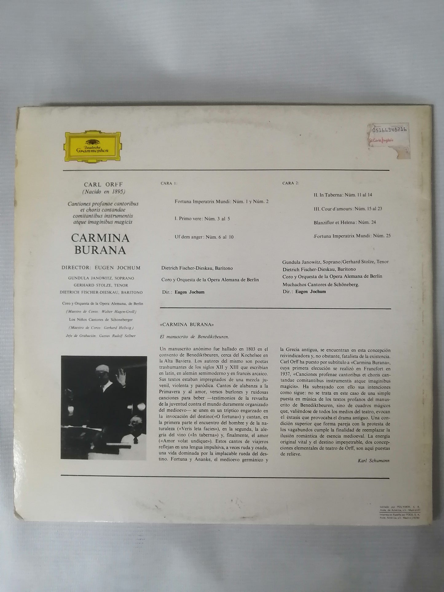 LP CARL ORFF - CARMINA BURANA