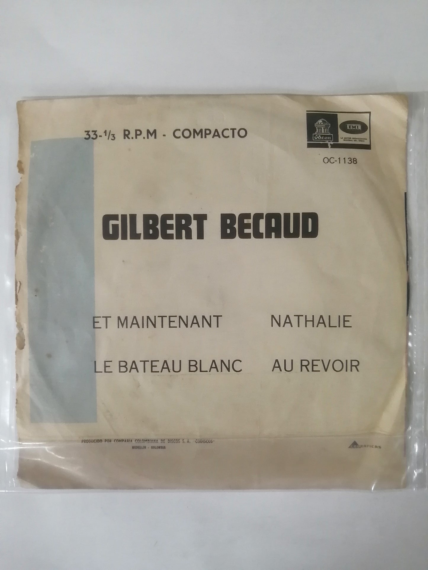 VINILO GILBERT BECAUD - ET MAINTENANT - LE BATEAU BLANC / NATHALIE - AUR REVOIR