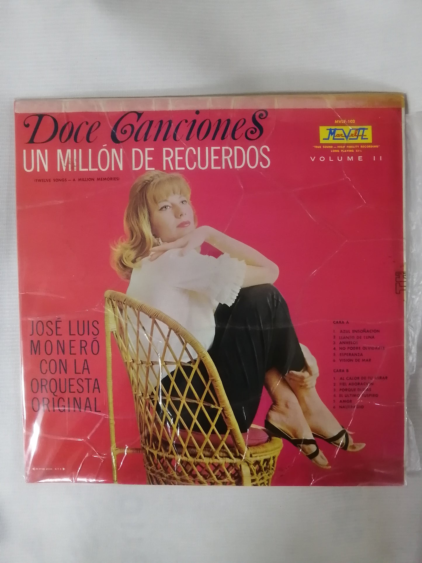 LP JOSÉ LUIS MONERÓ CON LA ORQUESTA ORIGINAL - DOCE CANCIONES UN MILLON DE RECUERDOS VOL. II