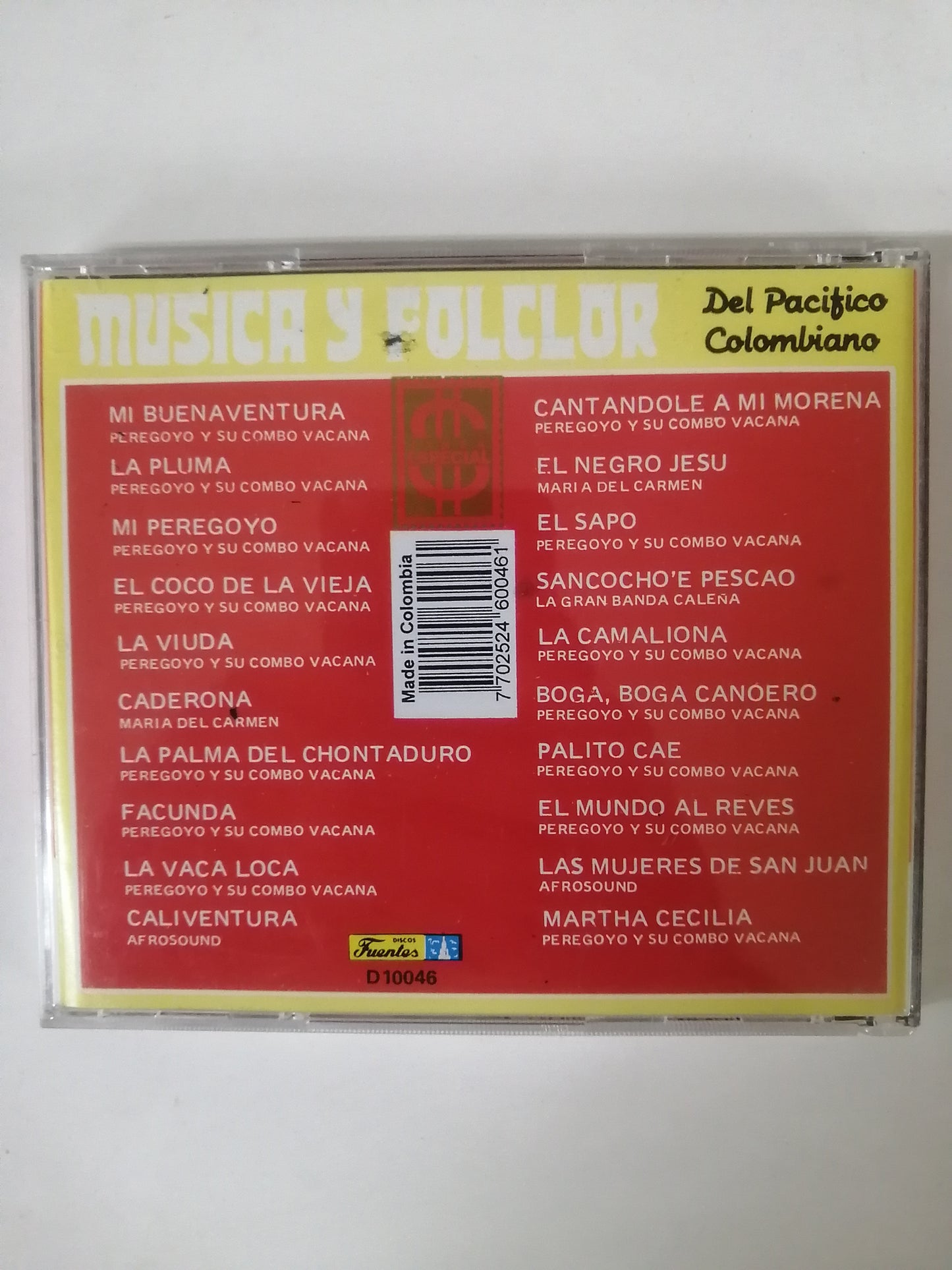 CD MÚSICA Y FOLCLOR DEL PACÍFICO COLOMBIANO - 15 EXITOS DE CURRULAOS, RUMBONES, ARRULLOS, CUMBIAS Y OTROS