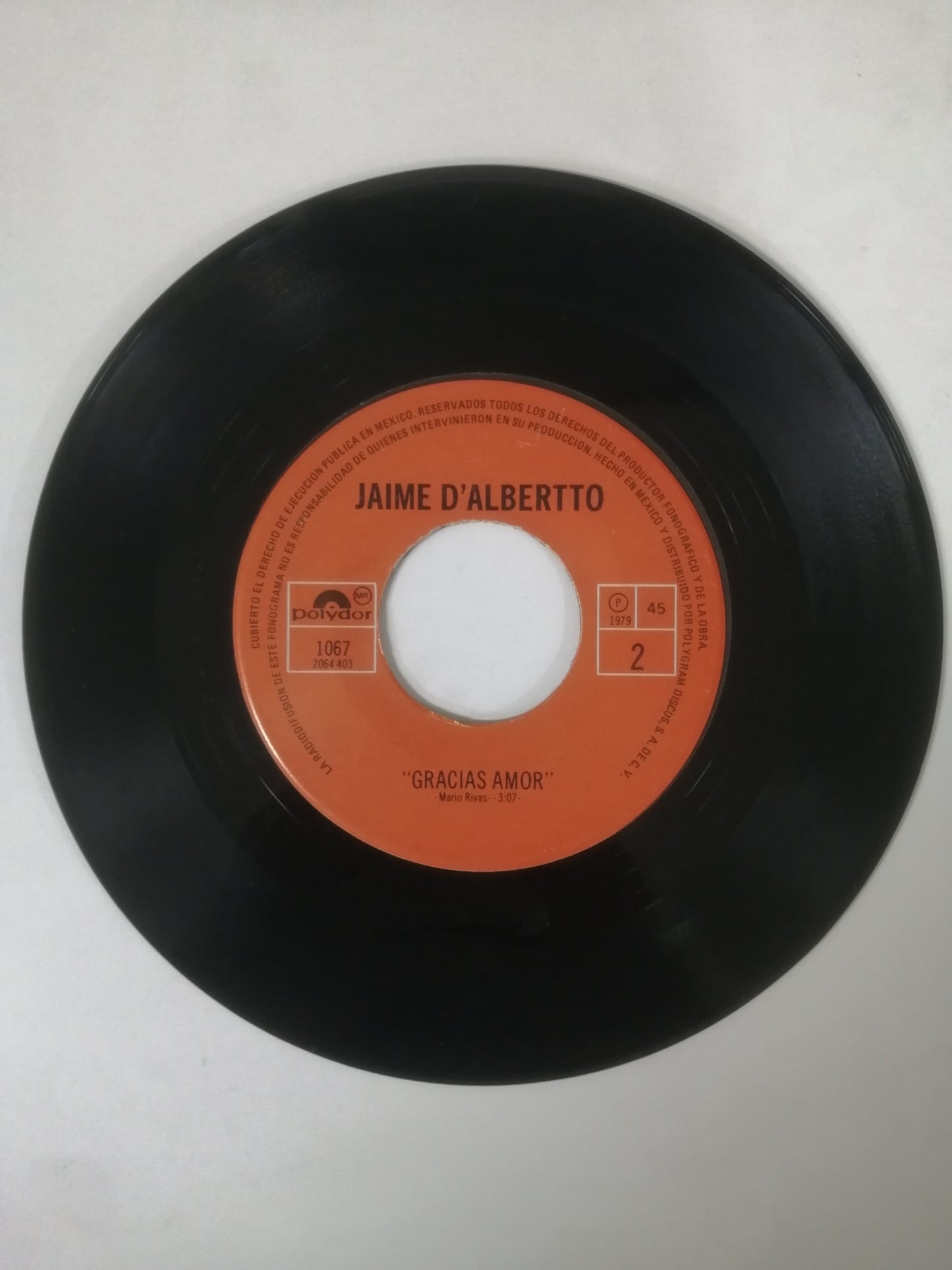 VINILO JAIME D´ ALBERTTO - SU CANCIÓN / GRACIAS AMOR