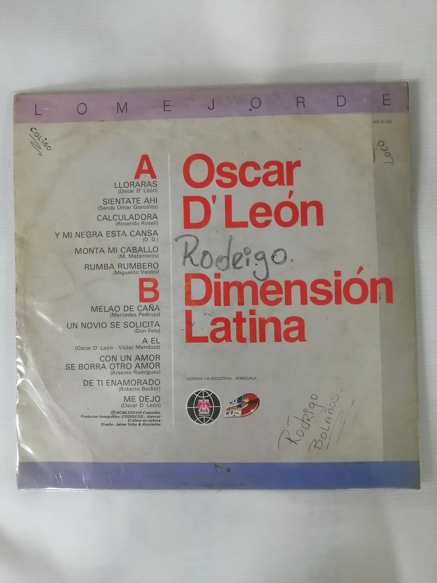 LP OSCAR DE LEÓN - DIMENSION LATINA - LO MEJOR DE OSCAR DE LEÓN Y DIMENSION LATINA