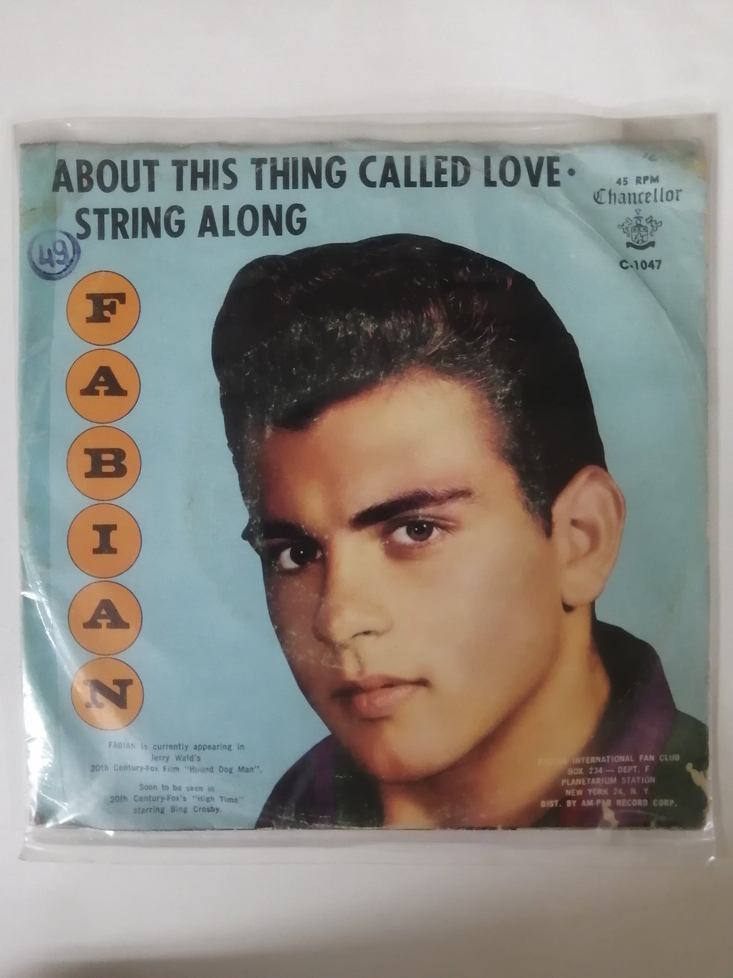 VINILO FABIAN - ABOUT THIS THIGN CALLED LOVE / STRING ALONG