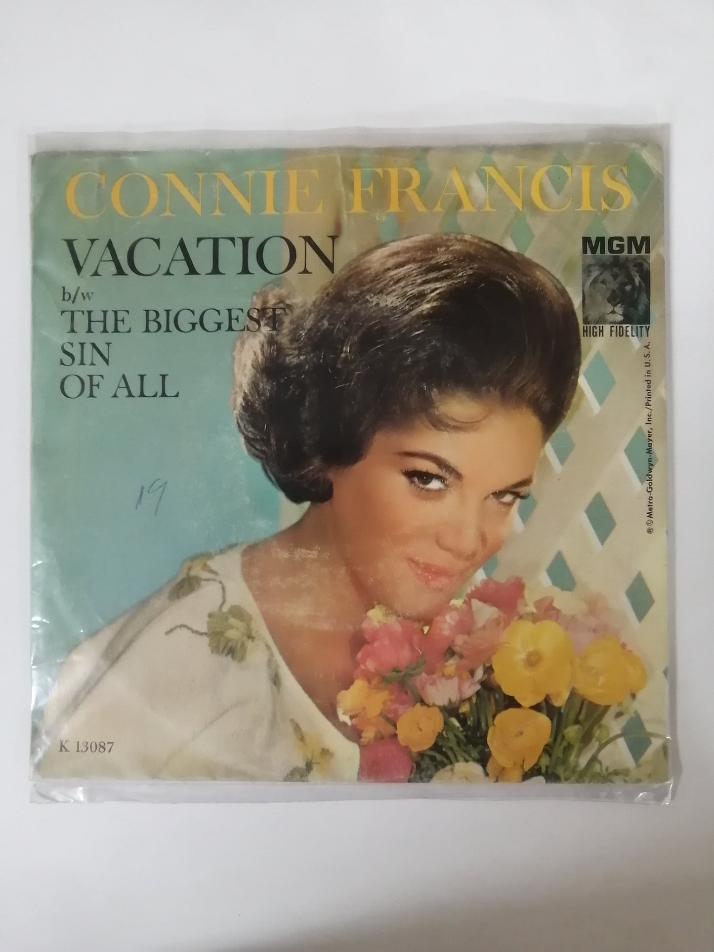 VINILO CONNIE FRANCIS - VACATION / THE BIGGEST SIN OF ALL