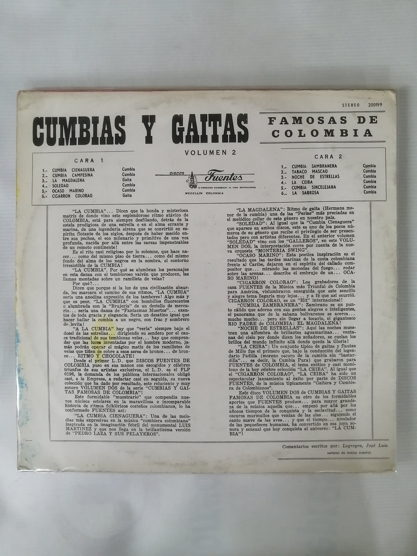 LP CUMBIAS Y GAITAS FAMOSAS DE COLOMBIA - CUMBIAS Y GAITAS FAMOSAS DE COLOMBIA VOL. 2