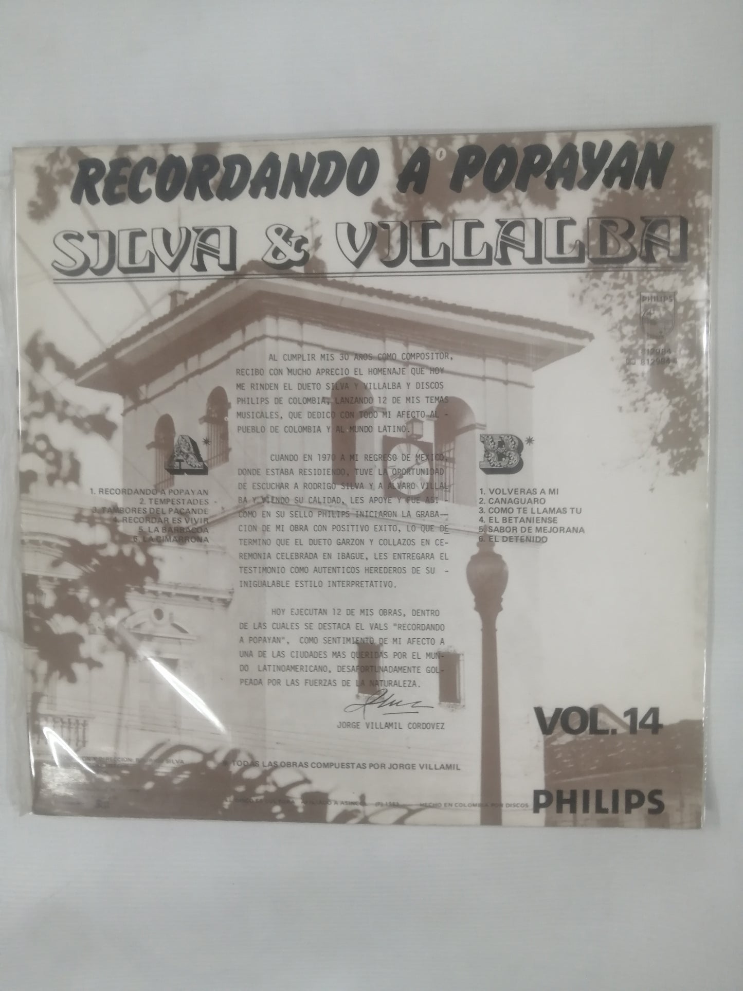 LP SILVA & VILLALBA - RECORDANDO A POPAYÁN - HOMENAJE A JORGE VILLAMIL 30 AÑOS