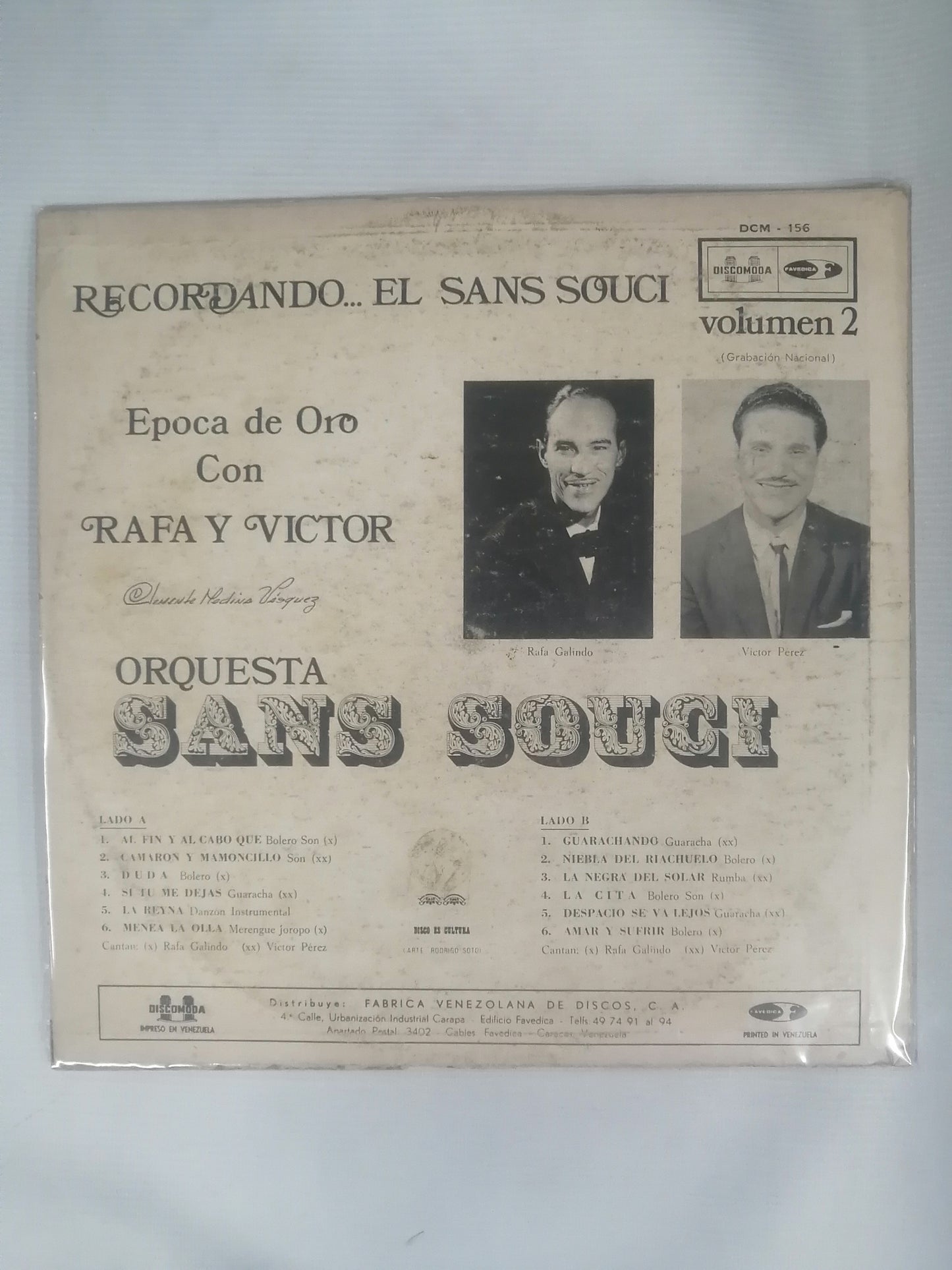 LP ORQUESTA SANS SOUCI - RECORDANDO...EL SANS SOUCI EPOCA DE ORO CON RAFA Y VICTOR VOL. 2