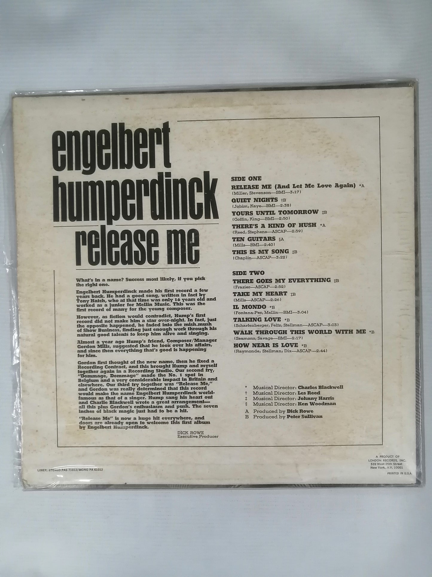 LP ENGELBERT HUMPERDINCK - RELEASE ME