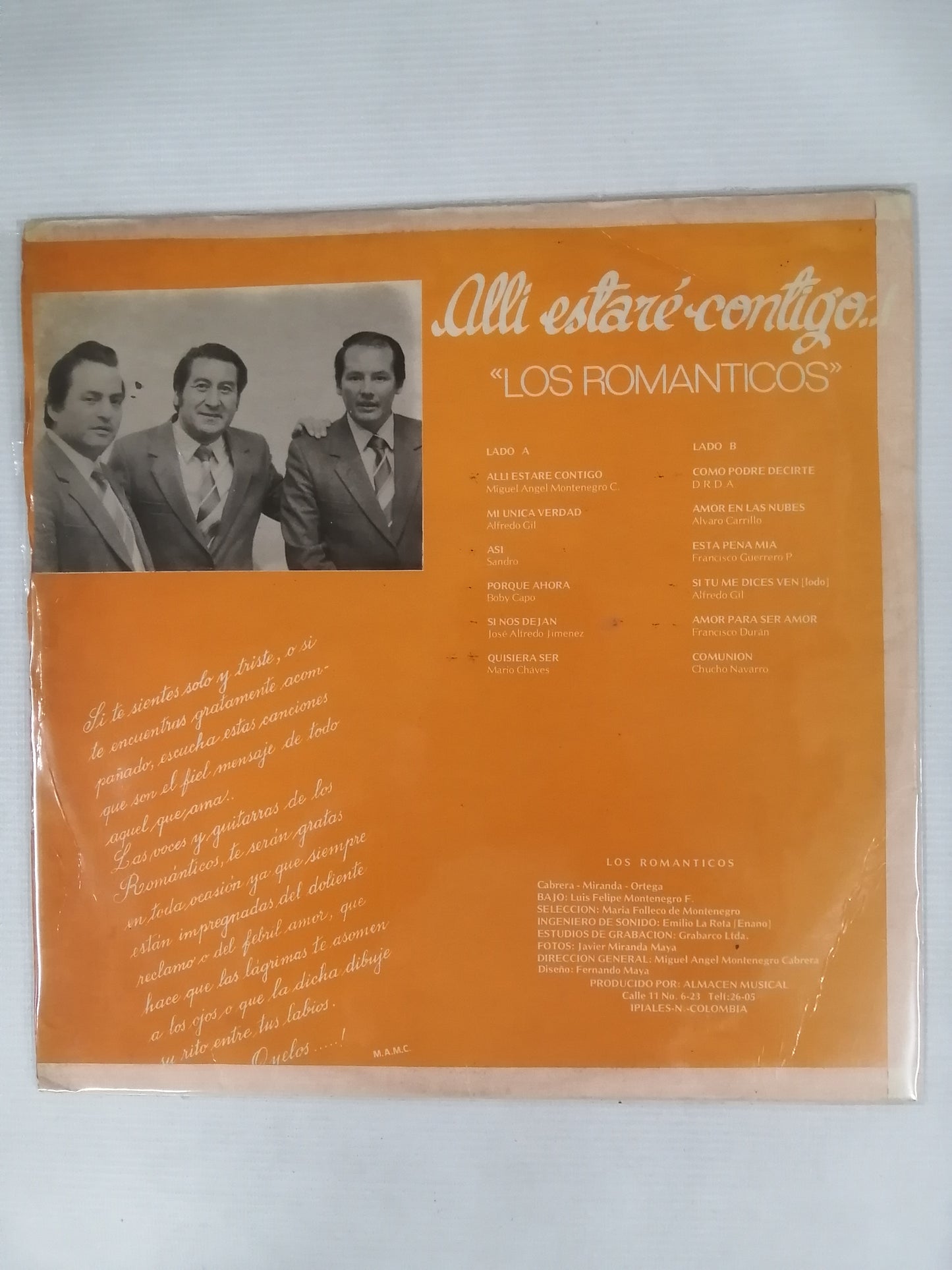 LP TRIO LOS ROMÁNTICOS - ALLÍ ESTARÉ CONTIGO...!