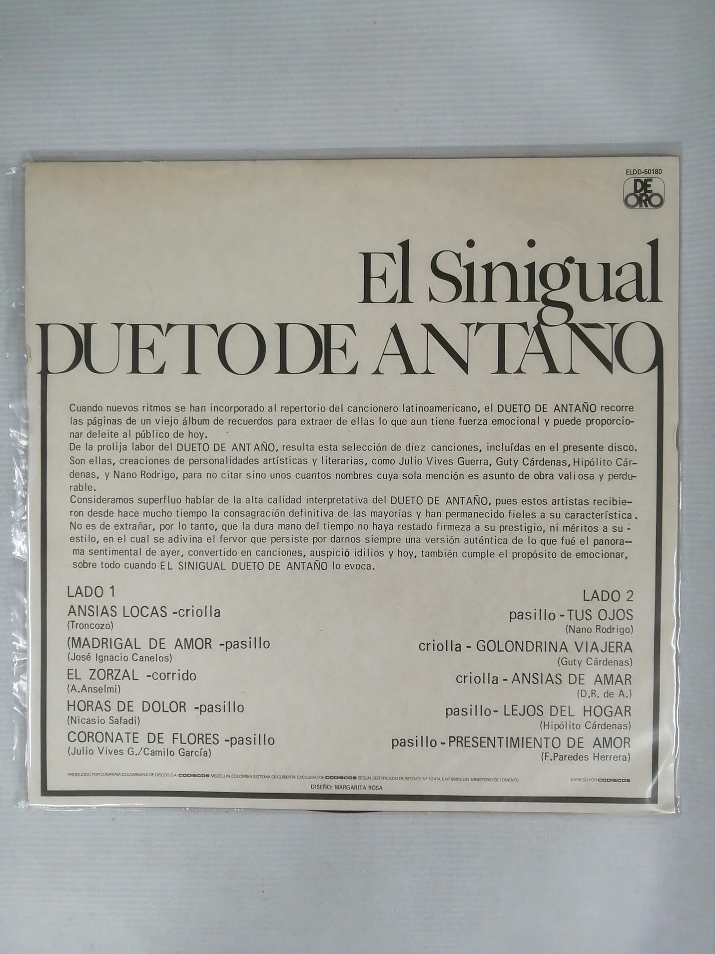 LP DUETO DE ANTAÑO - EL SINIGUAL DUETO DE ANTAÑO