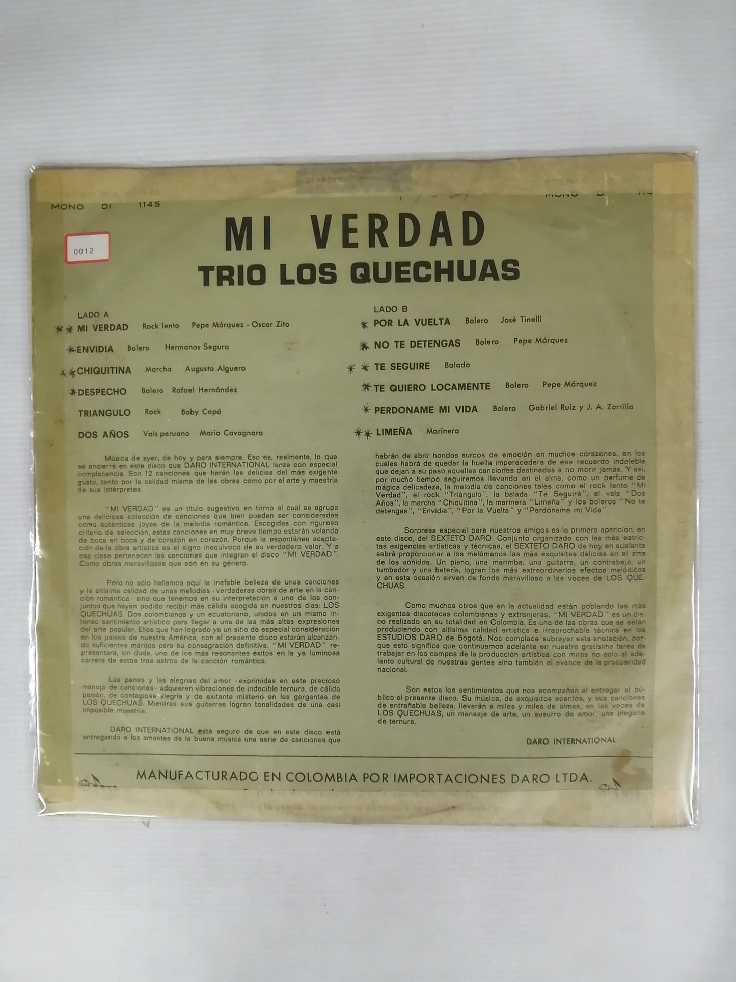 LP TRIO LOS QUECHUAS - MI VERDAD