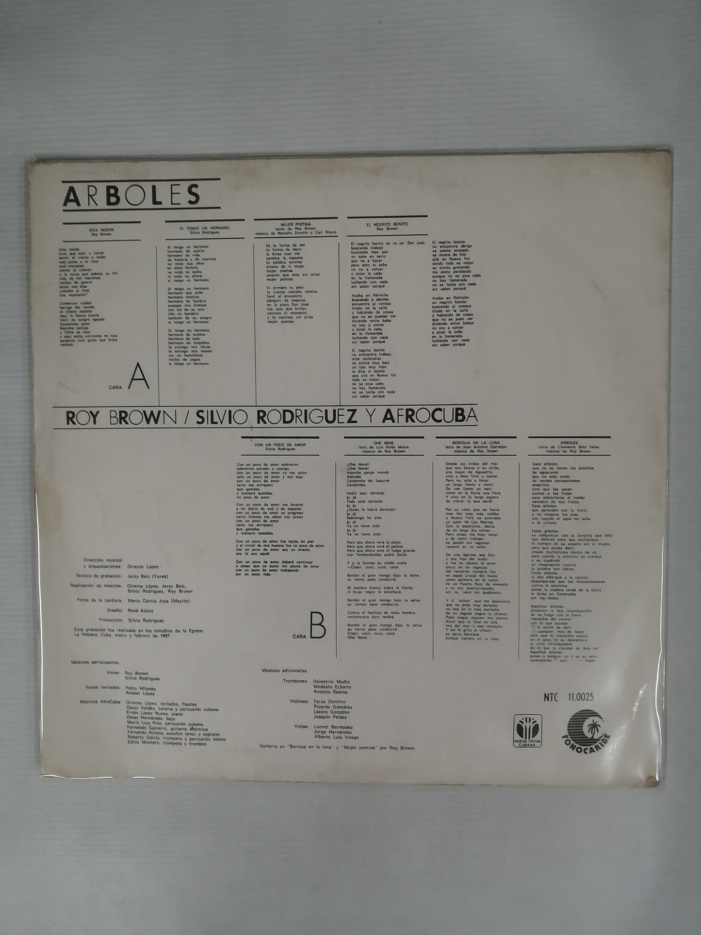 LP SILVIO RODRIGUEZ Y ROY BROWN CON EL GRUPO AFROCUBA - ARBOLES