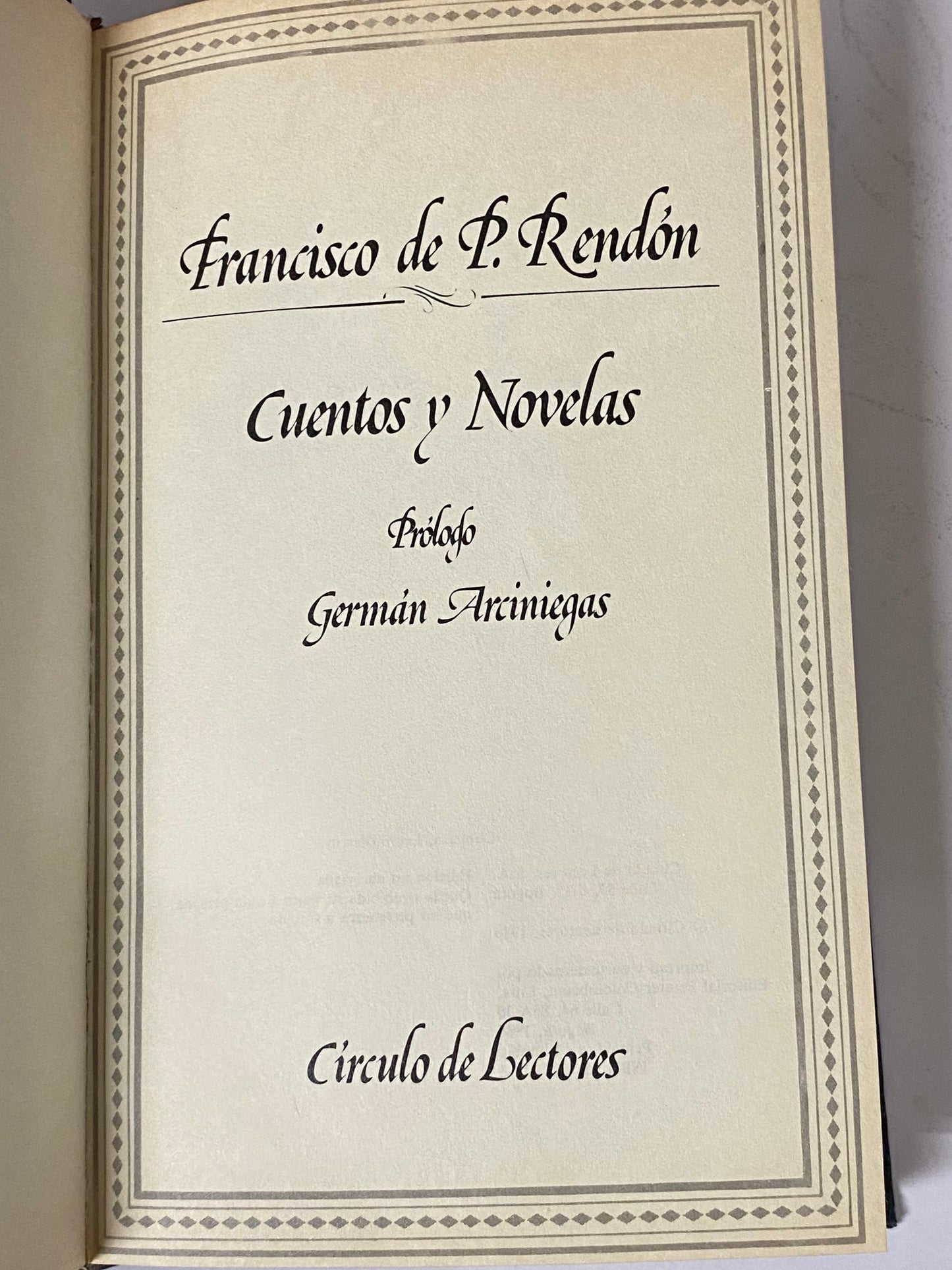 CUENTOS Y NOVELAS- FRANCISCO DE P. RENDON