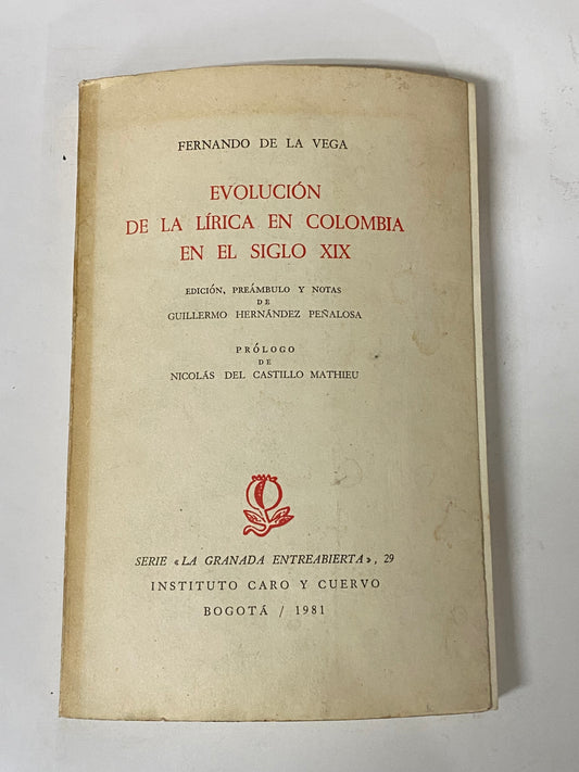 EVOLUCION DE LA LIRICA EN COLOMBIA EN EL SIGLO XIX- FERNANDO DE LA VEGA