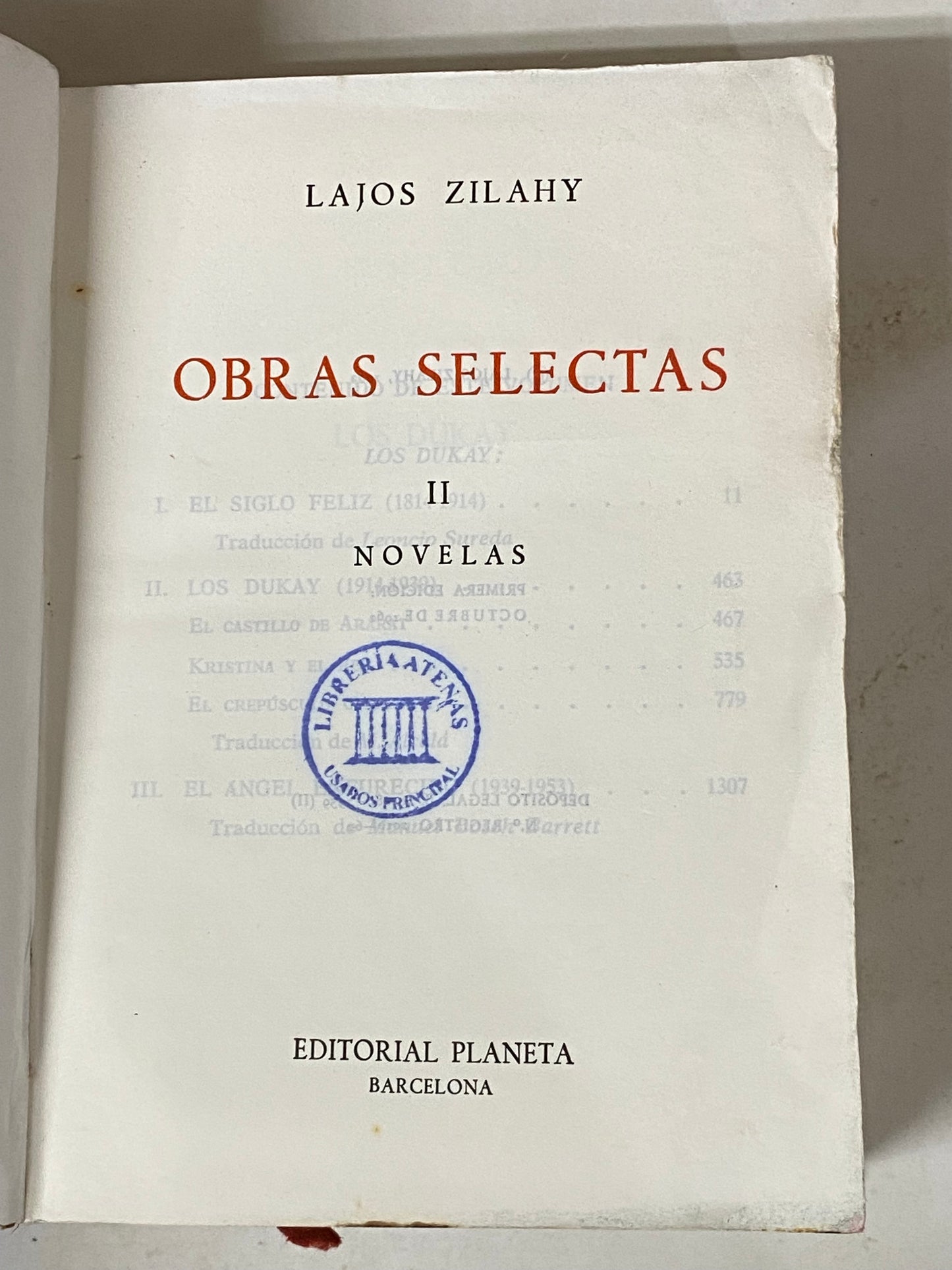 OBRAS SELECTAS- LAJOS ZILAHY